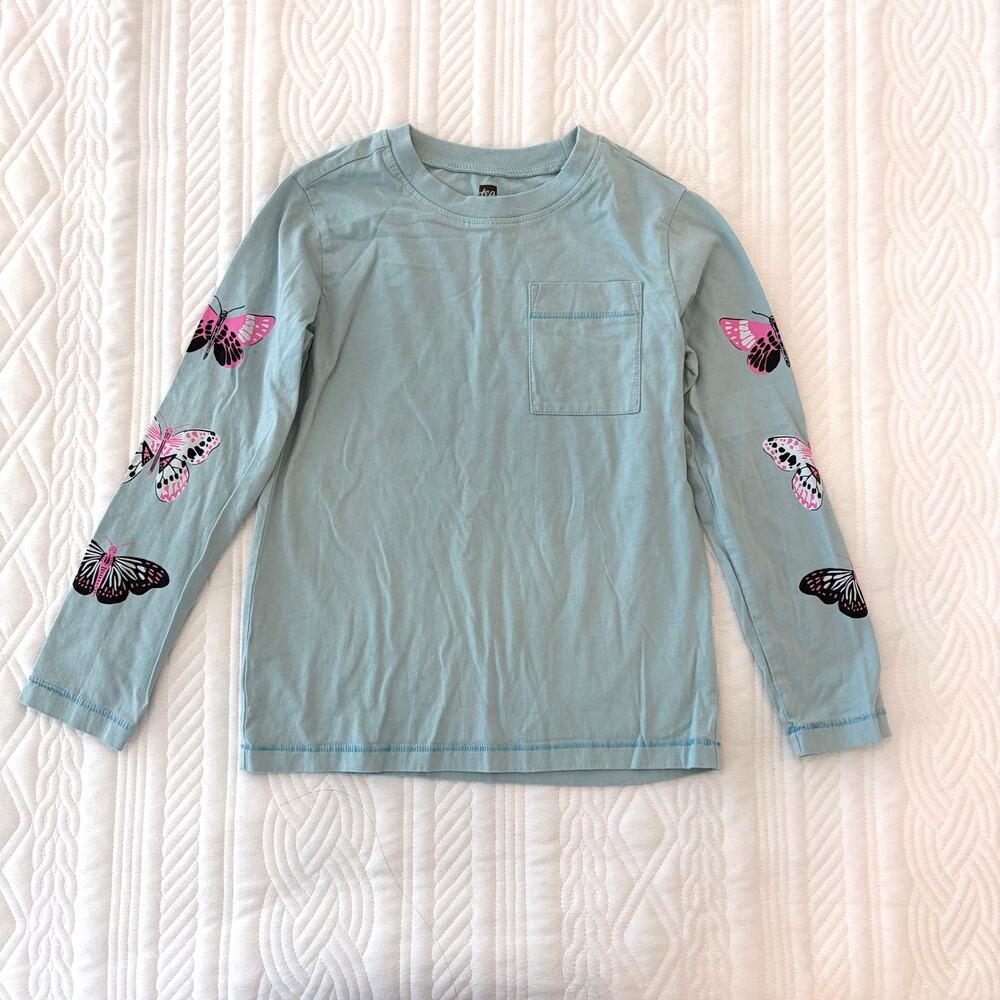 Tea Collection Butterfly Long Sleeve Pocket Tee Size 7